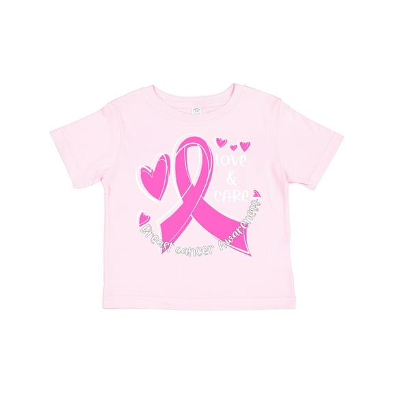 Inktastic Love, Care, Cure Breast Cancer Awareness Pink Ribbon Boys or Girls Toddler T-Shirt