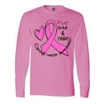 thumbnail image 1 of Inktastic Love, Care, Cure Breast Cancer Awareness Pink Ribbon Long Sleeve T-Shirt, 1 of 5