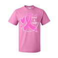thumbnail image 1 of Inktastic Love, Care, Cure Breast Cancer Awareness Pink Ribbon T-Shirt, 1 of 5