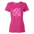 thumbnail image 1 of Inktastic Love, Care, Cure Breast Cancer Awareness Pink Ribbon Women's T-Shirt, 1 of 5