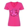 thumbnail image 1 of Inktastic Love, Care, Cure Breast Cancer Awareness Pink Ribbon Women's V-Neck T-Shirt, 1 of 5