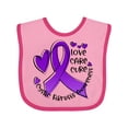 thumbnail image 1 of Inktastic Love, Care, Cure Cystic Fibrosis Awareness Purple Ribbon Boys or Girls Baby Bib, 1 of 4