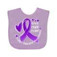 thumbnail image 1 of Inktastic Love, Care, Cure Cystic Fibrosis Awareness Purple Ribbon Boys or Girls Baby Bib, 1 of 4