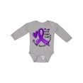 thumbnail image 1 of Inktastic Love, Care, Cure Cystic Fibrosis Awareness Purple Ribbon Boys or Girls Long Sleeve Baby Bodysuit, 1 of 5