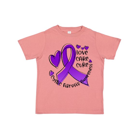 Inktastic Love, Care, Cure Cystic Fibrosis Awareness Purple Ribbon Boys or Girls Toddler T-Shirt