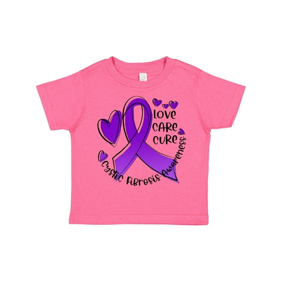 Inktastic Love, Care, Cure Cystic Fibrosis Awareness Purple Ribbon Boys or Girls Toddler T-Shirt
