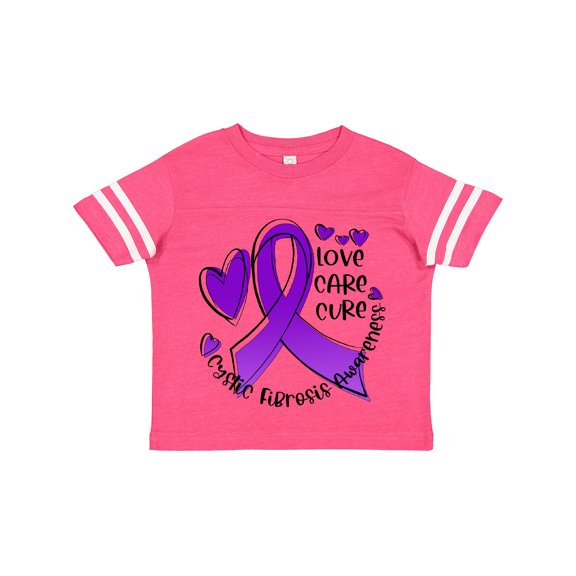 Inktastic Love, Care, Cure Cystic Fibrosis Awareness Purple Ribbon Boys or Girls Toddler T-Shirt