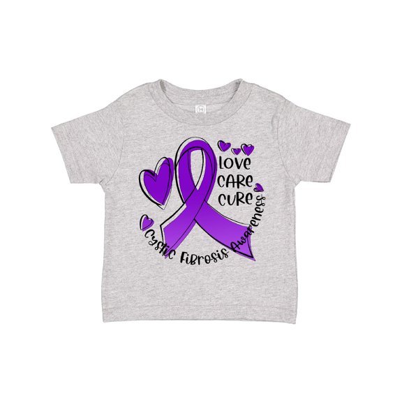 Inktastic Love, Care, Cure Cystic Fibrosis Awareness Purple Ribbon Boys or Girls Toddler T-Shirt