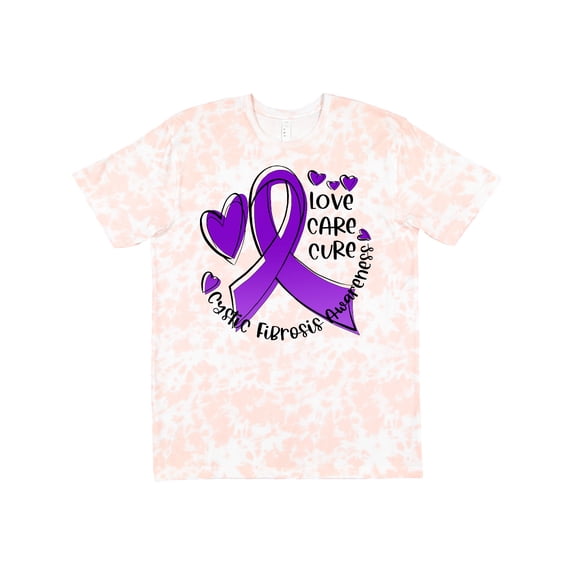 Inktastic Love, Care, Cure Cystic Fibrosis Awareness Purple Ribbon T-Shirt