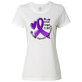 thumbnail image 1 of Inktastic Love, Care, Cure Cystic Fibrosis Awareness Purple Ribbon Women's T-Shirt, 1 of 5