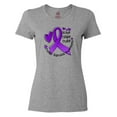 thumbnail image 1 of Inktastic Love, Care, Cure Cystic Fibrosis Awareness Purple Ribbon Women's T-Shirt, 1 of 5
