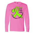 thumbnail image 1 of Inktastic Love, Care, Cure Lymphoma Awareness Lime Green Ribbon Hearts Long Sleeve T-Shirt, 1 of 5