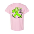 thumbnail image 1 of Inktastic Love, Care, Cure Lymphoma Awareness Lime Green Ribbon Hearts T-Shirt, 1 of 5