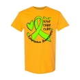 thumbnail image 1 of Inktastic Love, Care, Cure Lymphoma Awareness Lime Green Ribbon Hearts T-Shirt, 1 of 5
