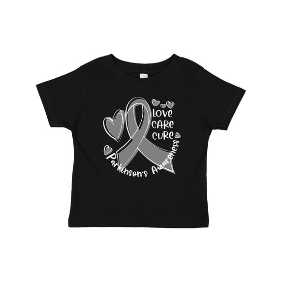 Inktastic Love, Care, Cure Parkinson's Awareness with Gray Ribbon Boys or Girls Baby T-Shirt