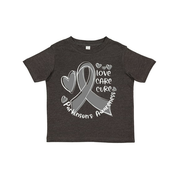 Inktastic Love, Care, Cure Parkinson's Awareness with Gray Ribbon Boys or Girls Toddler T-Shirt