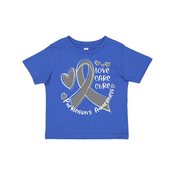 Inktastic Love, Care, Cure Parkinson's Awareness with Gray Ribbon Boys or Girls Toddler T-Shirt
