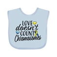 thumbnail image 1 of Inktastic Love Doesnt Count Chromosomes with Yellow and Blue Ribbon Boys or Girls Baby Bib, 1 of 4