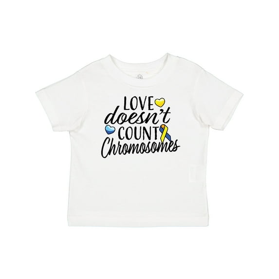 Inktastic Love Doesnt Count Chromosomes with Yellow and Blue Ribbon Boys or Girls Baby T-Shirt