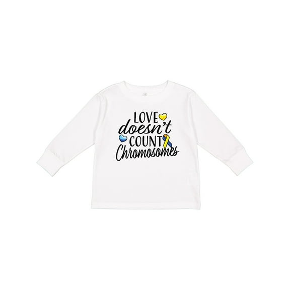 Inktastic Love Doesnt Count Chromosomes with Yellow and Blue Ribbon Boys or Girls Long Sleeve Toddler T-Shirt