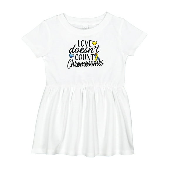 Inktastic Love Doesnt Count Chromosomes with Yellow and Blue Ribbon Girls Baby Dress