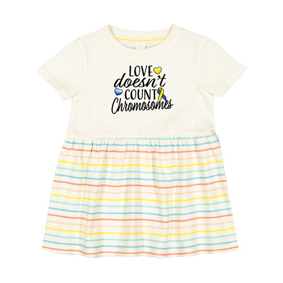 Inktastic Love Doesnt Count Chromosomes with Yellow and Blue Ribbon Girls Baby Dress