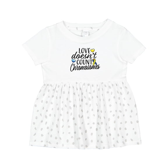 Inktastic Love Doesnt Count Chromosomes with Yellow and Blue Ribbon Girls Baby Dress