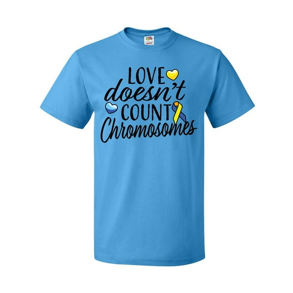 Inktastic Love Doesnt Count Chromosomes with Yellow and Blue Ribbon T-Shirt
