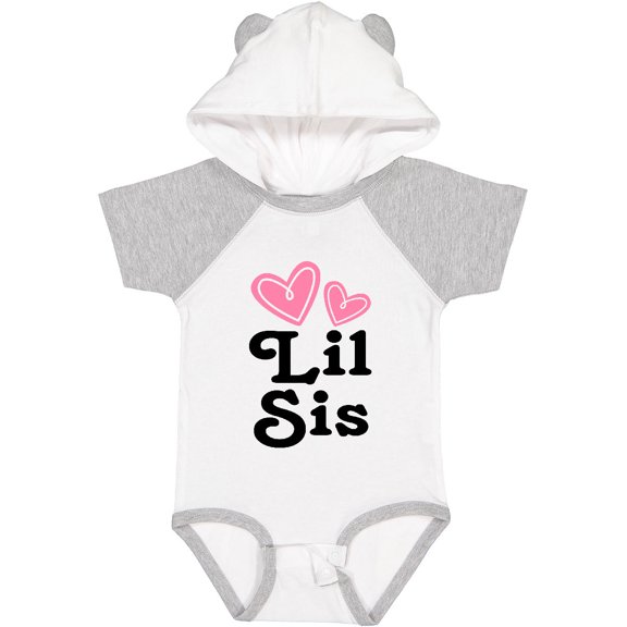 Inktastic Love Hearts Lil Sis Girls Baby Bodysuit