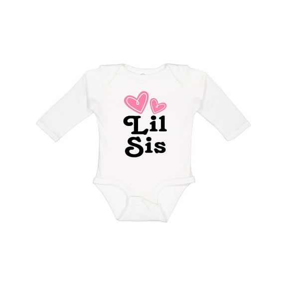 Inktastic Love Hearts Lil Sis Girls Long Sleeve Baby Bodysuit