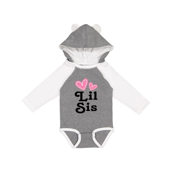 Inktastic Love Hearts Lil Sis Girls Long Sleeve Baby Bodysuit
