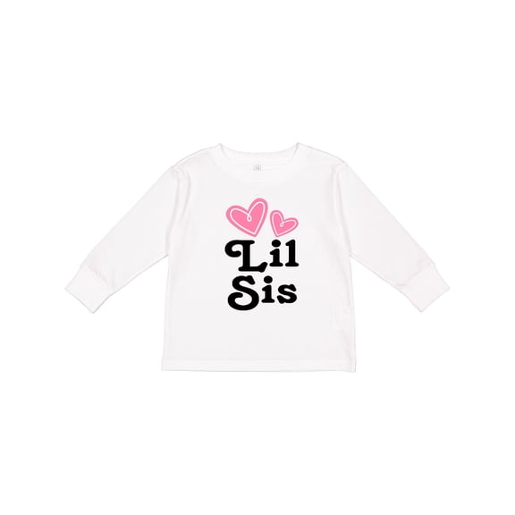Inktastic Love Hearts Lil Sis Girls Long Sleeve Toddler T-Shirt