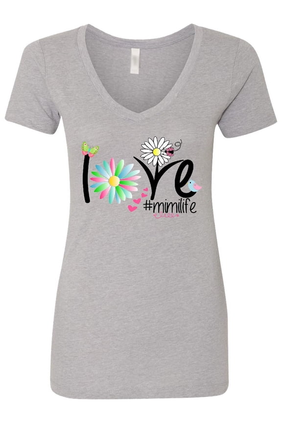 Love Mimi Life with Flowers Women's V-Neck T-Shirt