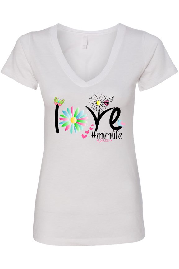 Love Mimi Life with Flowers Women's V-Neck T-Shirt
