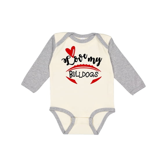 Inktastic Love My Bulldogs Football Boys or Girls Long Sleeve Baby Bodysuit