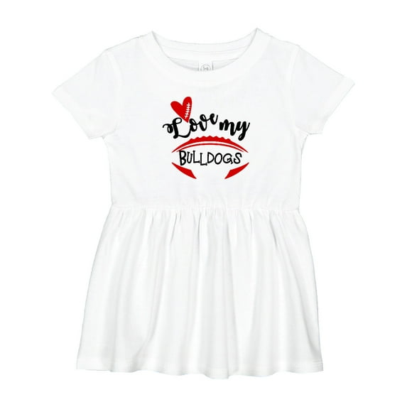 Inktastic Love My Bulldogs Football Girls Baby Dress