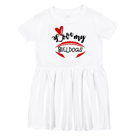 Inktastic Love My Bulldogs Football Girls Toddler Dress
