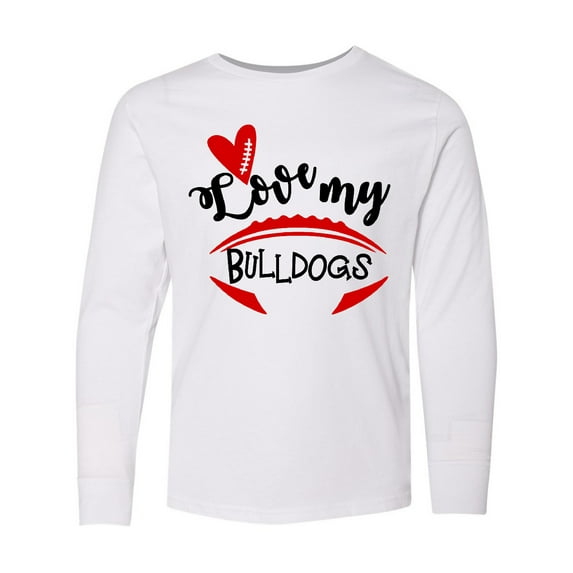 Inktastic Love My Bulldogs Football Long Sleeve Youth T-Shirt