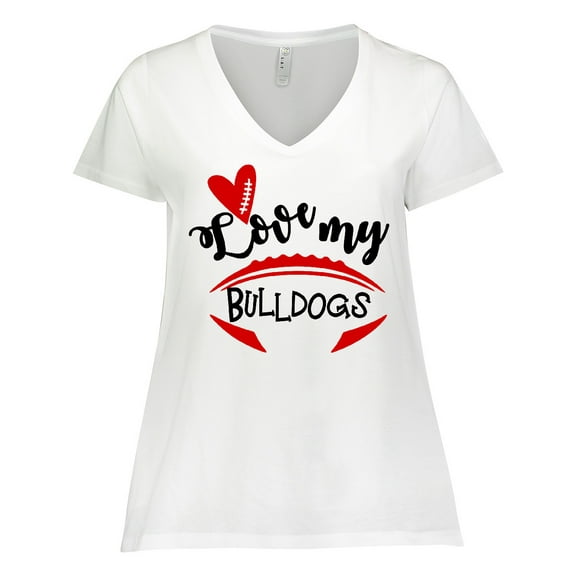 Inktastic Love My Bulldogs Football Women's Plus Size V-Neck T-Shirt