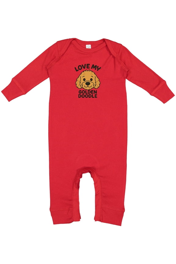 Love My Golden Doodle Brown Baby Romper Coveralls