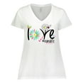 thumbnail image 1 of Inktastic Love Nana Life with Flowers Women's Plus Size V-Neck T-Shirt, 1 of 5