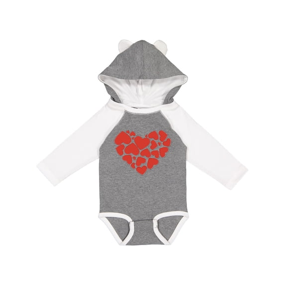Inktastic Love, Romance, Hearts, Valentine - Red Girls Long Sleeve Baby Bodysuit