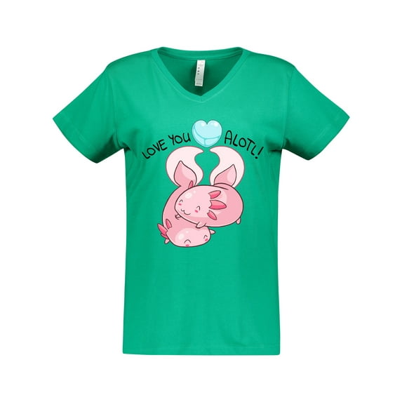 Inktastic Love You Alotl Cute Axolotl Valentines Women's V-Neck T-Shirt
