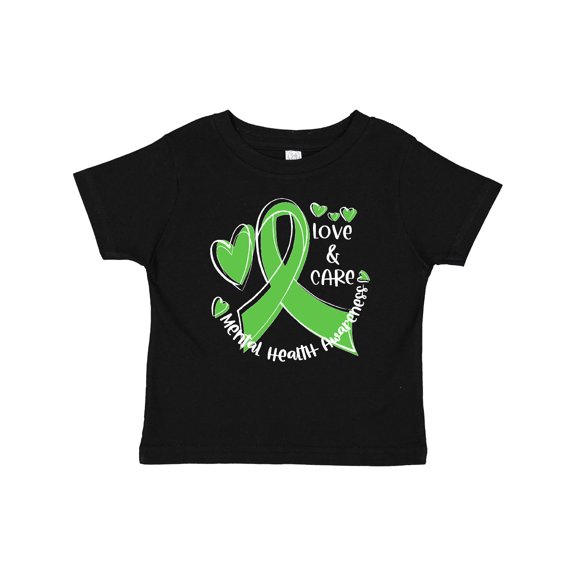 Inktastic Love and Care Mental Health Awareness Green Ribbon Boys or Girls Baby T-Shirt