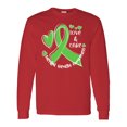 thumbnail image 1 of Inktastic Love and Care Mental Health Awareness Green Ribbon Long Sleeve T-Shirt, 1 of 5