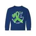 thumbnail image 1 of Inktastic Love and Care Mental Health Awareness Green Ribbon Long Sleeve Youth T-Shirt, 1 of 5