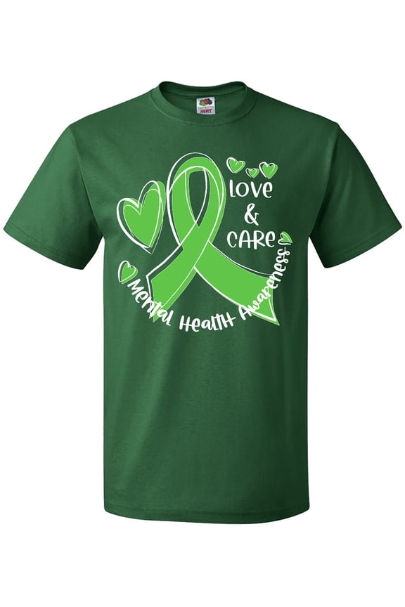 Love and Care Mental Health Awareness Green Ribbon T-Shirt