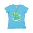 thumbnail image 1 of Inktastic Love and Care Mental Health Awareness Green Ribbon Women's V-Neck T-Shirt, 1 of 5