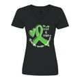 thumbnail image 1 of Inktastic Love and Care Mental Health Awareness Green Ribbon Women's V-Neck T-Shirt, 1 of 5