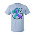 thumbnail image 1 of Inktastic Love and Care Suicide Prevention Awareness Ribbon and Hearts T-Shirt, 1 of 5